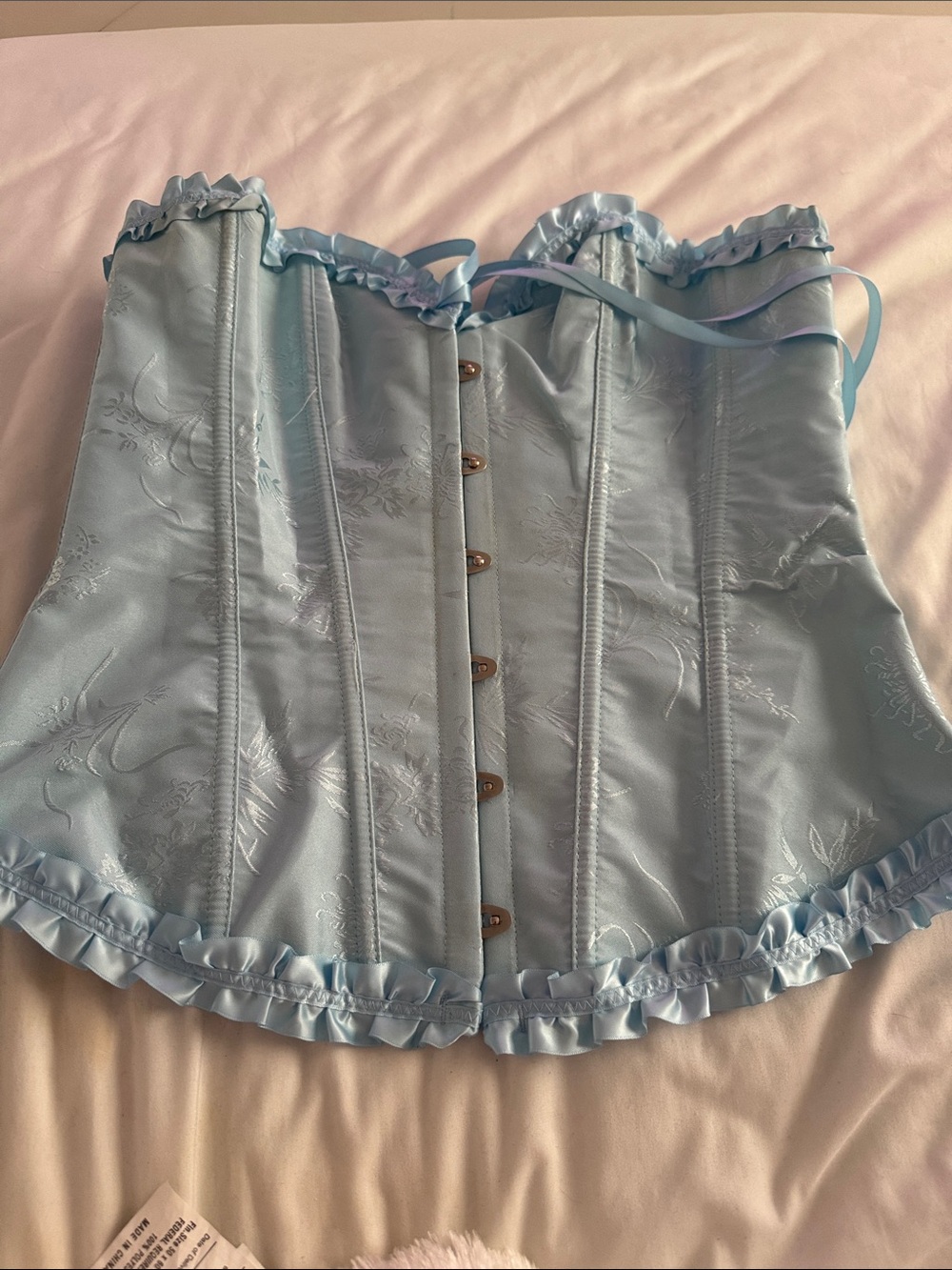 SHEIN Light Blue Satin Corset Top